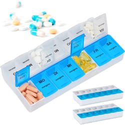 3 Astucci Portapillole Settimanali, 2 Scomparti Mattina/Sera, Organizer Porta Pastiglie, Medicinali e Vitamine - Relaxdays