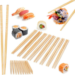 Relaxdays - 50 Paia di Bacchette Sushi Riutilizzabili, Set di Bastoncini Cinesi, Chopsticks l: 24 cm, Bambù, Naturale