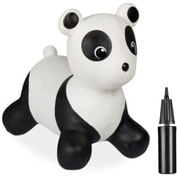 Relaxdays - Panda Gonfiabile per Bambini, Animale Saltellante, Fino a 50 kg, Senza bpa, 3 Anni, Pompa Manuale, Nero Bianco