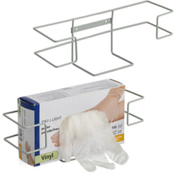 Set 2 Porta Guanti Monouso da Muro, Supporto Scatole Portaguanti in Lattice, hlp: 9,5x28x9,5 cm, Ferro, Grigio - Relaxdays