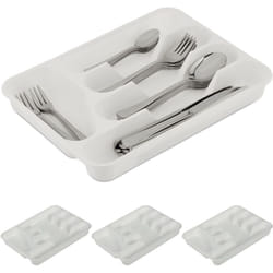 Relaxdays - 4x Portaposate da Cassetto, Organizer Posate Cucina, hlp 4x24,5x32,5 cm, 5 Scomparti, Plastica, Bianco