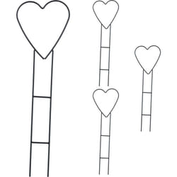 Relaxdays Supporto per Piante Rampicanti a Forma di Cuore, Set da 4 Sostegni per Rose, HxL: 48x14,5 cm, Metallo, Nero