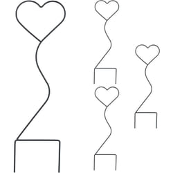 Relaxdays - Supporto per Piante Rampicanti in Vaso, Forma di Cuore, Set 4 Sostegni per Rose, HxL: 49x14 cm, Metallo, Nero