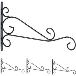 Relaxdays - Gancio per Vasi Sospesi, Set da 4, Supporto Appendivasi, Portavasi da Parete, Piante e Fiori, Porta Luci, Nero