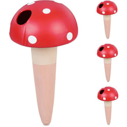Relaxdays Sfere da Irrigazione a Goccia, Set da 4, Design a Fungo 100 ml ciascuno, Irrigatore per Piante, Colorato Rosso