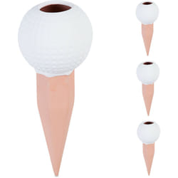 Sfere da Irrigazione a Goccia, Set da 4, Coni per Bottiglie da 1,5 Litri, Pallina da Golf, Terracotta Bianco - Relaxdays