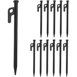 Picchetti per Tenda da Campeggio, Set da 12, Pioli Ancoraggio su Terreni Duri, Acciaio Zincato, l: 20 cm, Nero - Relaxdays