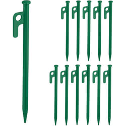 Relaxdays Picchetti per Tenda da Campeggio, Set da 12, Pioli Ancoraggio su Terreni Duri, Acciaio Zincato L: 20 cm, Verde