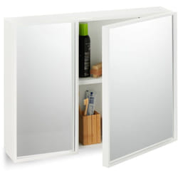 Relaxdays - Armadietto Bagno con Specchio Contenitore a 2 Ante, Mobiletto Pensile a Parete, hlp: 50 x 65 x 15,5 cm, Bianco
