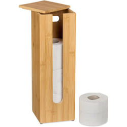Relaxdays - Portarotoli Carta Igienica, Contenitore Porta Rotolo Ricambio, hlp: 42x13,5x13,5 cm, Bambù, Marrone Naturale