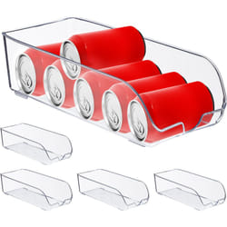 5x Organizer da Frigorifero, Contenitore da Cucina con Manici Box per Alimenti Salvaspazio, Plastica, Trasparente