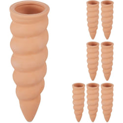 Coni da Irrigazione a Goccia, Set da 8, Conetti per Bottiglie pet da 1,5 l, Irrigatore per Piante, Terracotta - Relaxdays