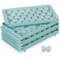 Relaxdays - Set Vaschette per Cubetti di Ghiaccio, 3 Stampi per 33 Sfere da 2,5 cm, Portaghiacchio in Plastica, Turchese
