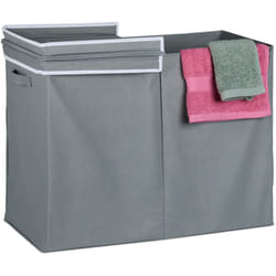 Relaxdays - Cesto Portabiancheria con Coperchio, 100 l, Contenitore Panni Sporchi in Stoffa Pieghevole, 50x68x34cm, Grigio