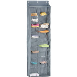 Portaoggetti da Appendere Parete o Porta, Organizer Bagno, 26 Scomparti, Portasciugamani, Grigio Trasparente - Relaxdays