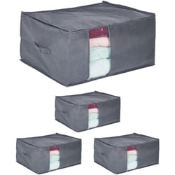 Relaxdays - 4x Contenitore per Armadio, Cerniera, Organizzatore Sotto Letto, Porta Vestiti, Cambio Stagione, hlp: 30x60x45 cm