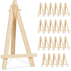 Relaxdays Supporti Segnaposto Legno, Set da 24 Mini Cavalletti Portafoto, Portamenù da Tavolo, per Matrimonio, Naturale