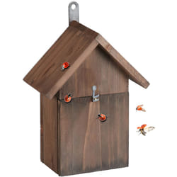 Relaxdays - Casetta per Coccinelle, Hotel per Insetti, in Legno di Abete non Trattato, da Appendere, 23x18x10 cm, Marrone