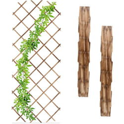 Relaxdays - Grigliato in Legno per Rampicanti Allungabile 180x90 cm, Set 3 Tralicci Piante da Giardino e Balcone, Fiammato