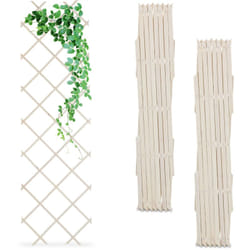 Relaxdays - Grigliato in Legno per Rampicanti Allungabile 180x60 cm, Set 3 Tralicci Piante da Giardino e Balcone, Bianco
