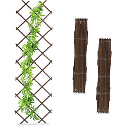 Relaxdays Grigliato in Legno per Rampicanti Allungabile 180x60 cm, Set 3 Tralicci Piante da Giardino e Balcone, Marrone