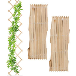 Relaxdays - Grigliato in Legno per Rampicanti Allungabile 180x30 cm, Set 3 Tralicci Piante da Giardino e Balcone, Naturale
