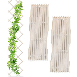 Relaxdays Grigliato in Legno per Rampicanti Allungabile 180x30 cm, Set 3 Tralicci Piante da Giardino e Balcone, Bianco