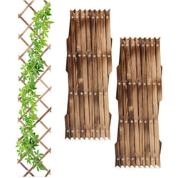 Relaxdays - Grigliato in Legno per Rampicanti Allungabile 180x30 cm, Set 3 Tralicci Piante da Giardino e Balcone, Fiammato