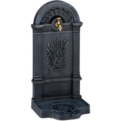 Relaxdays - Fontana da Giardino in Stile Antico, 82,5x32x33 cm, Fontanella da Esterno, Rubinetto Acqua e Vaschetta, Grigio