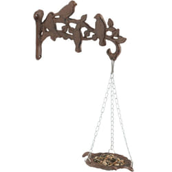 Relaxdays - Abbeveratoio per Uccelli, Vaschetta in Ghisa, da Parete, Ciotola Appesa a Foglia, hlp: 42x25x10,5 cm, Marrone