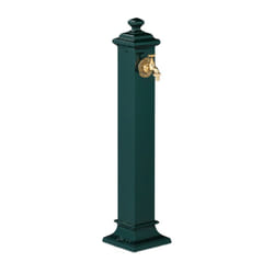 Relaxdays - Fontana da Giardino in Stile Antico, Fontanella a Colonna con Rubinetto Acqua, hlp: 86x19x23 cm, Verde Scuro