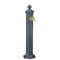 Relaxdays - Fontana da Giardino in Stile Antico, Fontanella a Colonna con Rubinetto Acqua, hlp: 84x21,5x25 cm, Grigio