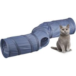 Relaxdays - Tunnel per Gatti, hlp: 25x131,5x35 cm, Tubo a 4 Uscite, Cat Toy, Gioco per Conigli e Porcellini India, Grigio