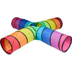 Relaxdays - Tunnel Gioco per Bambini, Tenda Giochi da Esterno e Interno, 46x232x232 cm, Tubo Pop-Up, 4 Aperture, Colorato