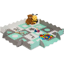 Relaxdays - Tappeto Gioco Bambini, Puzzle 4x4 Tasselli con Animali, Tappetino per Gattonare, Tappetone con Bordi, Colorato
