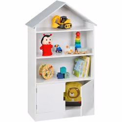 La libreria per bambini dal design a forma di casa è ideale per riporre i giocattoli nella stanza dei bambini. Con 3 livelli  ...