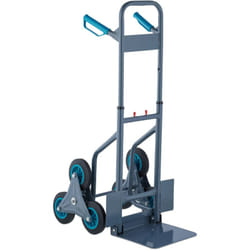 Carrello Portapacchi per Scale, Pieghevole, fino a 200 kg, Saliscale Trolley Regolabile in Altezza, Grigio/Blu - Relaxdays