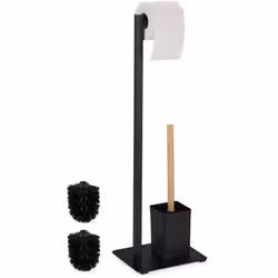 Con questa elegante piantana portarotolo da toilette, avrai sempre a portata di mano la carta igienica, ma anche lo scopino. ...