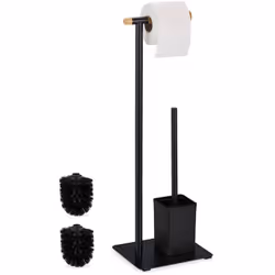 Con questa elegante piantana portarotolo da toilette, avrai sempre a portata di mano la carta igienica, ma anche lo scopino.  ...