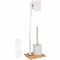 Con questa elegante piantana portarotolo da toilette, avrai sempre a portata di mano la carta igienica, ma anche lo scopino.  ...