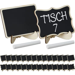 Relaxdays - Lavagnette Segnaposto Matrimonio, 30 Mini Lavagne da Buffet, Segna Prezzi, Numeri Tavolo, Legno, Naturale Nero