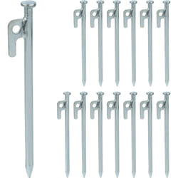 Relaxdays - Set da 14 Picchetti da Tenda, Pioli da Campeggio per Ancoraggio su Terreni Duri, 20cm, in Acciaio, Argentato