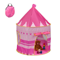 Tenda da Gioco a Forma di Castello da Principessa, da Interno, Giocattolo Camera Bambini, HxD: 135x100cm, Rosa - Relaxdays