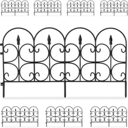 Relaxdays - Recinzione per Aiuole in Plastica, h x l: 38 x 69 cm, Set da 8, Recinto Decorativo, Paletti per Giardino, Nero
