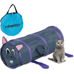 Relaxdays Tunnel per Gatti, LxD: 63 x 26 cm, Tubo Pop-Up, Cat Pet Toys anche per Conigli Nani, Design Topo, Multicolore