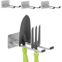 Relaxdays - Gancio Porta Attrezzi da Giardino, Set da 4, l: 24 cm, Appendi Accessori Giardinaggio e Officina, Argentato