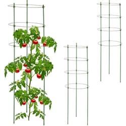 Relaxdays - Supporto per Piante Rampicanti, Set da 3, Alti 91 cm, per Cetrioli, Rose, Rotondi, Metallo e Plastica, Verde