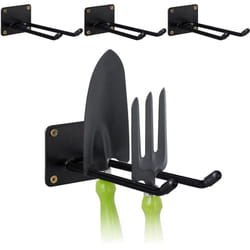 Relaxdays - Gancio Porta Attrezzi da Giardino, Set da 4, l: 24 cm, Appendi Accessori Giardinaggio e Officina, Nero
