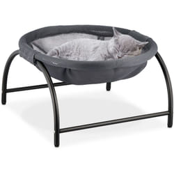 Relaxdays - Letto ad Amaca per Gatti e Cani Piccoli, Cuccia Rialzata Animali Domestici, hlp 25x44x42 cm, Grigio Scuro Nero