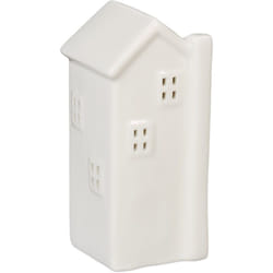 Relaxdays - Casetta Portacandele in Ceramica, Casa Luminosa Porta-Tealight, per 1 Candelina, hlp: 13,5 x 6 x 6 cm, Bianco